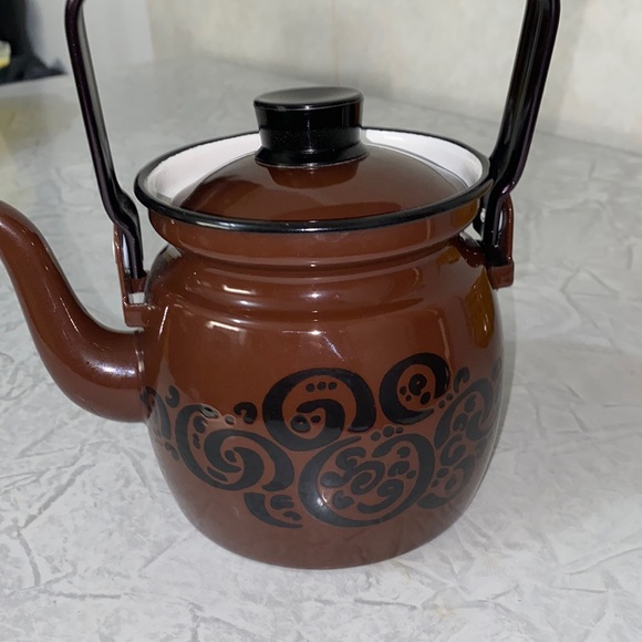 Vtg mid century modern Arabia enamel teapot from Finland - Picture 6 of 16